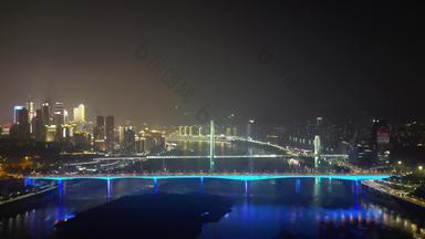 航拍<strong>重庆</strong>长江大桥夜景